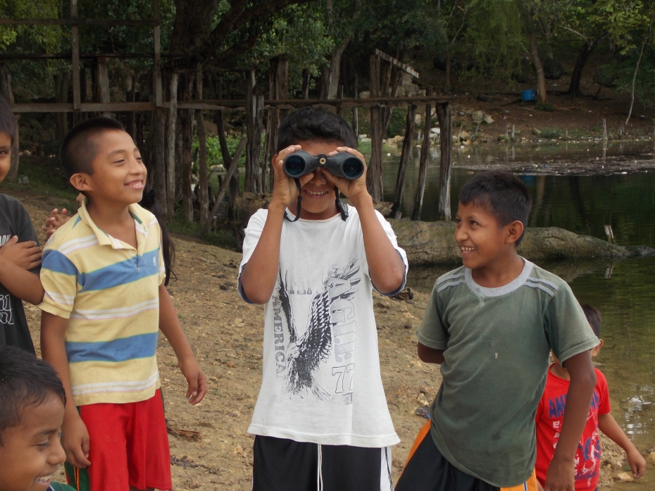 The indigenous kids got a kick out of the binoculars.